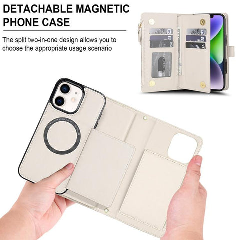 KLT-033 Detachable 2 in 1 Zipper Wallet Magnetic Phone Case with Lanyard, For iPhone 12 mini, For iPhone 11 Pro Max, For iPhone 11, For iPhone 11 Pro, For iPhone X / XS, For iPhone XR
