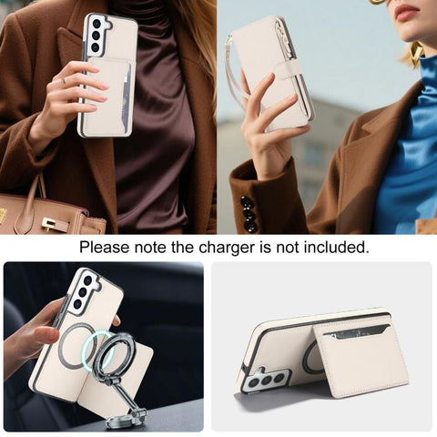 KLT-033 Detachable 2 in 1 Zipper Wallet Magnetic Phone Case with Lanyard, For Galaxy S22+ 5G, For Galaxy S22 5G