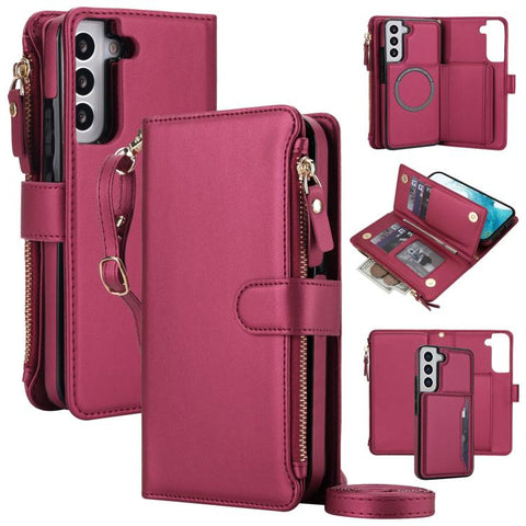 KLT-033 Detachable 2 in 1 Zipper Wallet Magnetic Phone Case with Lanyard, For Galaxy S22+ 5G, For Galaxy S22 5G