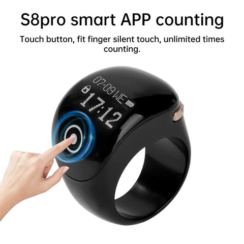 S8 Pro Adjustable Size Touch Smart Bluetooth Prayer Ring Counter, S8 Pro (Black), S8 Pro (Green), S8 Pro (Rose Gold)