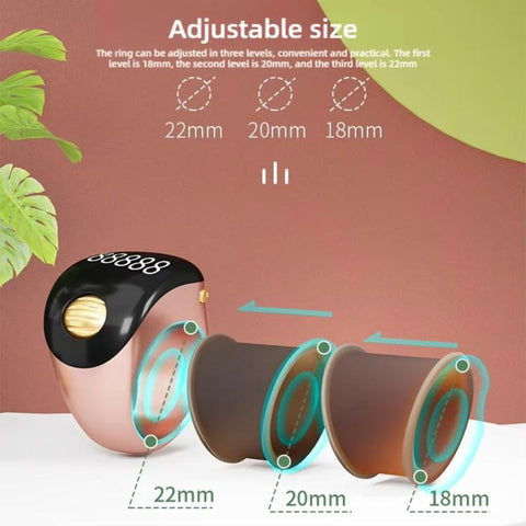 S8 Adjustable Size Rolling Smart Bluetooth Prayer Ring Counter, S8 (Green), S8 (Black), S8 (Rose Gold)