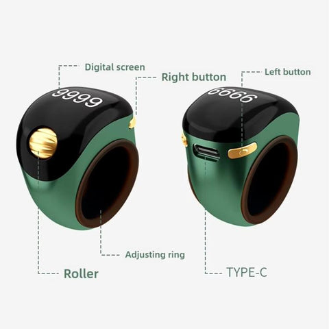 S8 Adjustable Size Rolling Smart Bluetooth Prayer Ring Counter, S8 (Green), S8 (Black), S8 (Rose Gold)