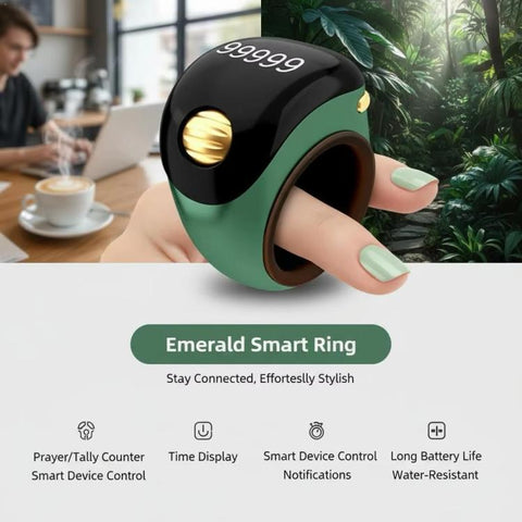 S8 Adjustable Size Rolling Smart Bluetooth Prayer Ring Counter, S8 (Green), S8 (Black), S8 (Rose Gold)