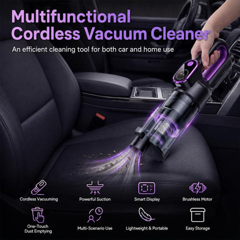 SUITU Smart Brushless Handheld Car Vacuum Cleaner, Standard Version, with Extension Pole+Large Floor Brush
