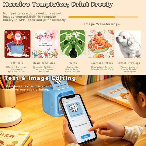 B6 AI Intelligent Kids Printer with 2.8-inch Screen