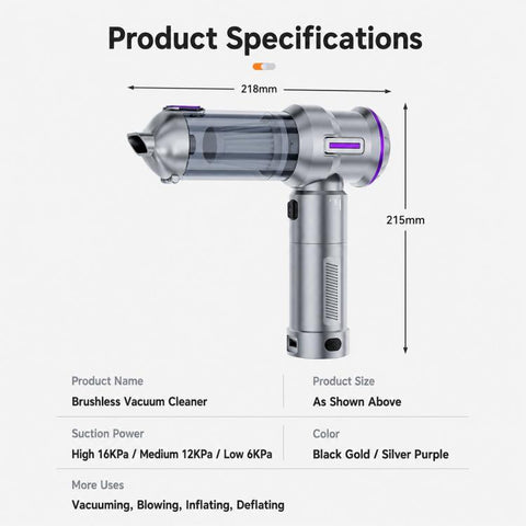 SUITU ST-6710A Plus Brushless Motor Handheld Blow Suction Combo Car Vacuum Cleaner with Inflator, ST-6710A Plus