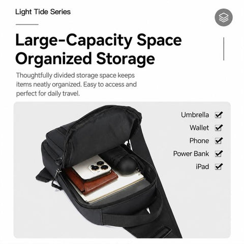WEIXIER WDE-6 Men Crossbody Chest Bag Multifunctional Large Capacity Waterproof Shoulder Bag