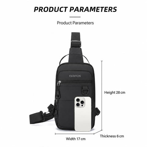 WEIXIER WDE-6 Men Crossbody Chest Bag Multifunctional Large Capacity Waterproof Shoulder Bag