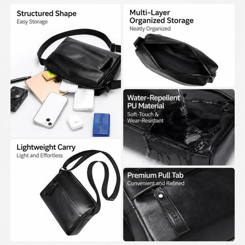 WEIXIER D1227 Simple PU Leather Waterproof Large Capacity Shoulder Crossbody Bag
