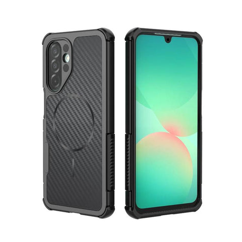 Rugged Carbon Fiber Texture Airbag Shockproof Magnetic Phone Case, For Galaxy A57 5G, For Galaxy A27 5G, For Galaxy A56 5G, For Galaxy A26 5G