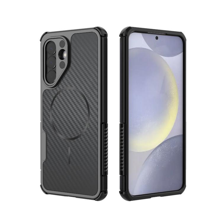 Rugged Carbon Fiber Texture Airbag Shockproof Magnetic Phone Case, For Galaxy A57 5G, For Galaxy A27 5G, For Galaxy A56 5G, For Galaxy A26 5G