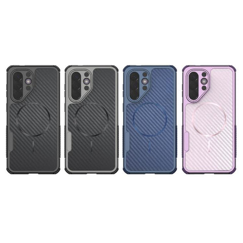 Rugged Carbon Fiber Texture Airbag Shockproof Magnetic Phone Case, For Galaxy A57 5G, For Galaxy A27 5G, For Galaxy A56 5G, For Galaxy A26 5G