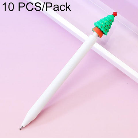 10 PCS/Pack Christmas Stress Relief Retractable Medium-oil Ballpoint Pen, Christmas Topper 1, Christmas Topper 2, Christmas Topper 3, Christmas Topper 4, Cartoon Topper 1, Cartoon Topper 2, Cartoon Topper 3, Panda Topper