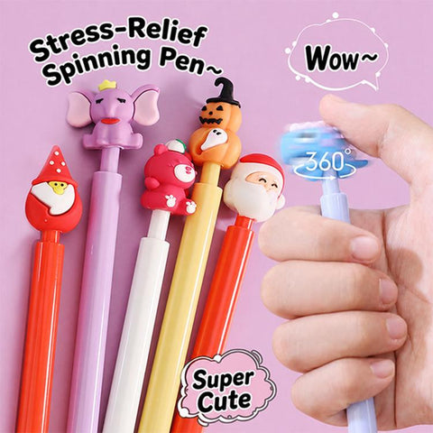 10 PCS/Pack Christmas Stress Relief Retractable Medium-oil Ballpoint Pen, Christmas Topper 1, Christmas Topper 2, Christmas Topper 3, Christmas Topper 4, Cartoon Topper 1, Cartoon Topper 2, Cartoon Topper 3, Panda Topper