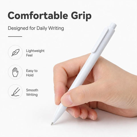 10 PCS/Pack Retractable Minimalist White Ballpoint Pen, 1.0mm Bullet Tip