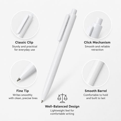 10 PCS/Pack Retractable Minimalist White Ballpoint Pen, 1.0mm Bullet Tip