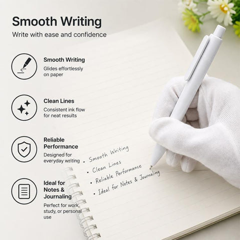 10 PCS/Pack Retractable Minimalist White Ballpoint Pen, 1.0mm Bullet Tip