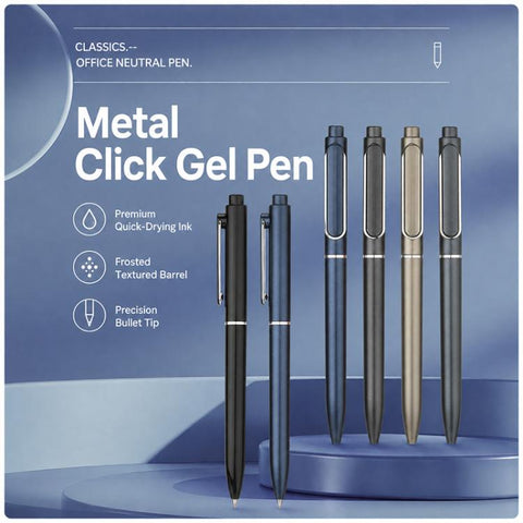 10 PCS/Pack Retractable 0.5mm Bullet Tip Signature Gel Pen, Metal Pen Refill, Plastic Pen Refill