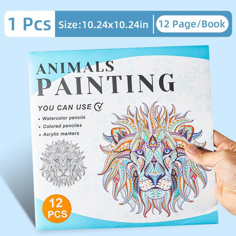 DIY Doodle & Stress-Relief Painting Coloring Book for Kids 12-Page