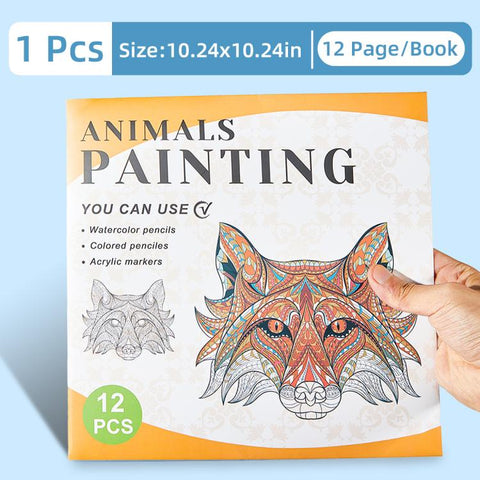 DIY Doodle & Stress-Relief Painting Coloring Book for Kids 12-Page