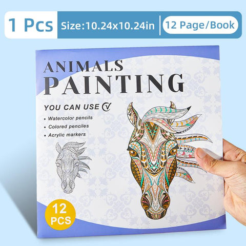 DIY Doodle & Stress-Relief Painting Coloring Book for Kids 12-Page