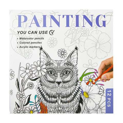 DIY Doodle & Stress-Relief Painting Coloring Book for Kids 12-Page