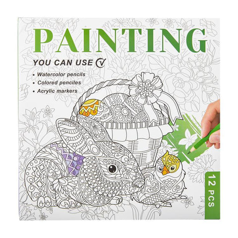 DIY Doodle & Stress-Relief Painting Coloring Book for Kids 12-Page