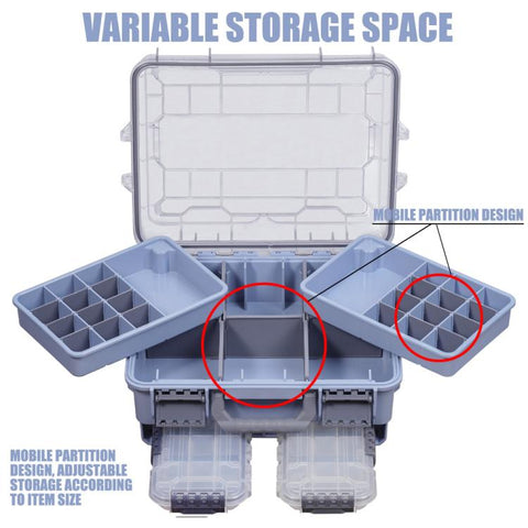Large Portable Handheld Lure Fishing Tackle Box Waterproof Dual-Layer Multi Grids Container