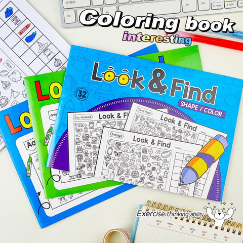 Look and Find Activity Coloring Book for Kids 32-Page Concentration Training Picture Puzzle Book