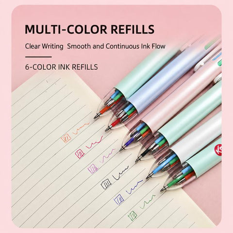 5 PCS/Pack 1.0mm Bullet Tip Six-colors Retractable Ballpoint Pen