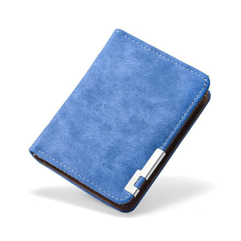 Retro Men Frosted PU Leather Short Wallet Card Bag