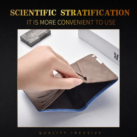 Retro Men Frosted PU Leather Short Wallet Card Bag