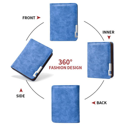 Retro Men Frosted PU Leather Short Wallet Card Bag