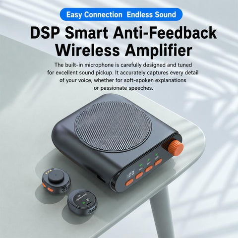 J98 Dual Mic Portable Wireless Lavalier Waistband Microphone Teaching Voice Amplifier, J98