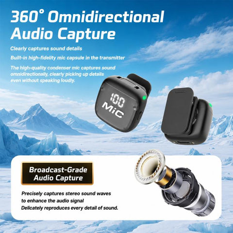 Mic 3 Portable Wireless Lavalier AI Noise Reduction Microphone, 2 in 1 8 Pin Receiver with Charging Dock, 1 in 1 8 Pin Receiver, 2 in 1 Type-C Receiver with Charging Dock, 1 in 1 Type-C Receiver