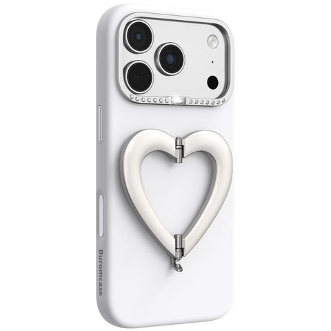 Liquid Silicone Metal Heart-Shaped Kickstand Phone Case, For iPhone 18 Pro, For iPhone 18 Pro Max, For iPhone 17 Pro Max, For iPhone 17 Pro, For iPhone 16 Pro Max, For iPhone 16 Pro