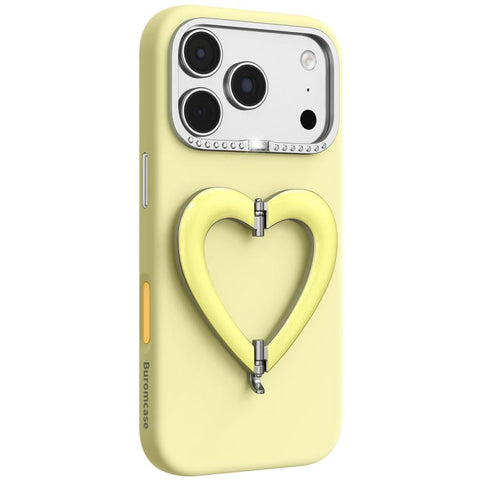 Liquid Silicone Metal Heart-Shaped Kickstand Phone Case, For iPhone 18 Pro, For iPhone 18 Pro Max, For iPhone 17 Pro Max, For iPhone 17 Pro, For iPhone 16 Pro Max, For iPhone 16 Pro