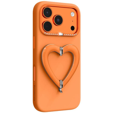 Liquid Silicone Metal Heart-Shaped Kickstand Phone Case, For iPhone 18 Pro, For iPhone 18 Pro Max, For iPhone 17 Pro Max, For iPhone 17 Pro, For iPhone 16 Pro Max, For iPhone 16 Pro