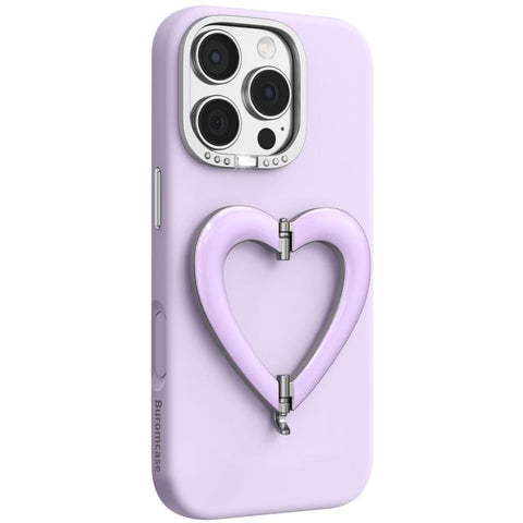 Liquid Silicone Metal Heart-Shaped Kickstand Phone Case, For iPhone 18 Pro, For iPhone 18 Pro Max, For iPhone 17 Pro Max, For iPhone 17 Pro, For iPhone 16 Pro Max, For iPhone 16 Pro