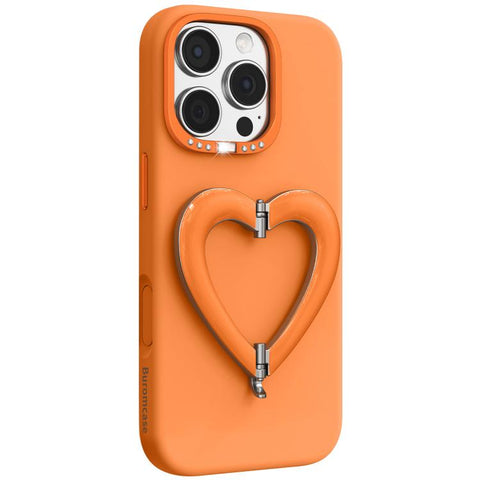 Liquid Silicone Metal Heart-Shaped Kickstand Phone Case, For iPhone 18 Pro, For iPhone 18 Pro Max, For iPhone 17 Pro Max, For iPhone 17 Pro, For iPhone 16 Pro Max, For iPhone 16 Pro
