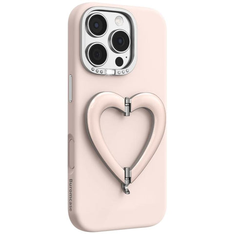 Liquid Silicone Metal Heart-Shaped Kickstand Phone Case, For iPhone 18 Pro, For iPhone 18 Pro Max, For iPhone 17 Pro Max, For iPhone 17 Pro, For iPhone 16 Pro Max, For iPhone 16 Pro