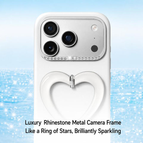 Liquid Silicone Metal Heart-Shaped Kickstand Phone Case, For iPhone 18 Pro, For iPhone 18 Pro Max, For iPhone 17 Pro Max, For iPhone 17 Pro, For iPhone 16 Pro Max, For iPhone 16 Pro