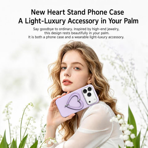 Liquid Silicone Metal Heart-Shaped Kickstand Phone Case, For iPhone 18 Pro, For iPhone 18 Pro Max, For iPhone 17 Pro Max, For iPhone 17 Pro, For iPhone 16 Pro Max, For iPhone 16 Pro