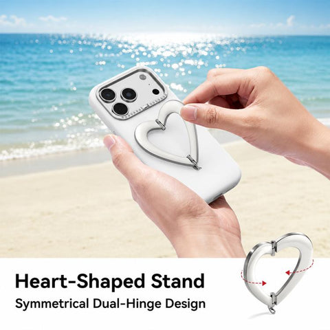 Liquid Silicone Metal Heart-Shaped Kickstand Phone Case, For iPhone 18 Pro, For iPhone 18 Pro Max, For iPhone 17 Pro Max, For iPhone 17 Pro, For iPhone 16 Pro Max, For iPhone 16 Pro