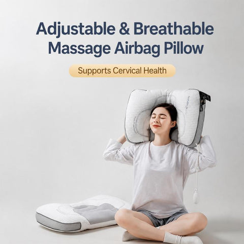 Adjustable Height Breathable Massage Neck Support Airbag Pillow