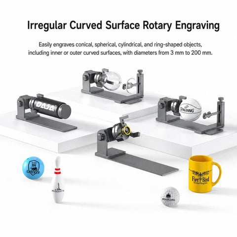 DAJA RF2 Laser Engraver Rotary Fixture Clamp for Irregular Objects, Compatible with Rings, Cups