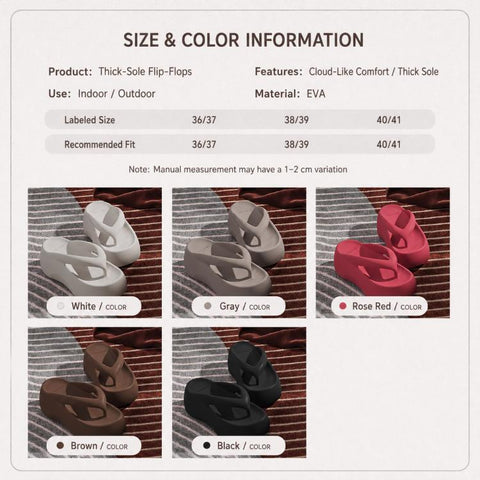 EVA Outer Wear Heightened Thick-Soled Flip Flops, 35-36, 37-38, 39-40