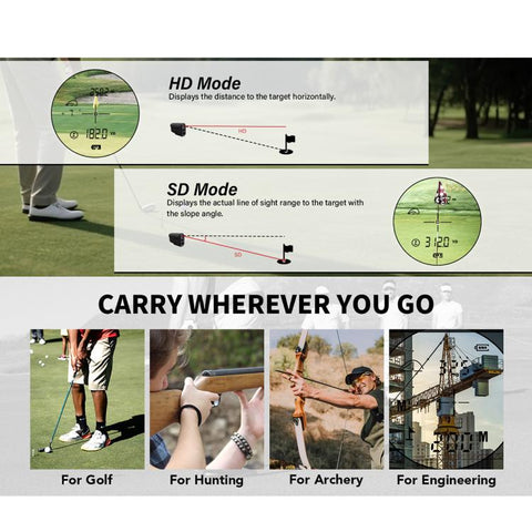 ARTBULL EV-GR1000 6X 1000m Golf & Hunting Laser Rangefinder with Slope, Flag-Lock & Speed Measurement, EV-GR1000