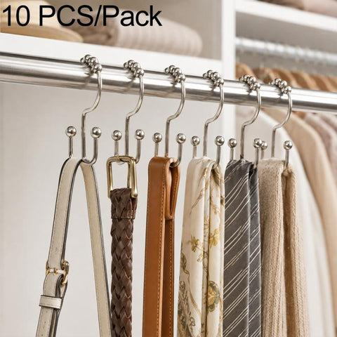 10 PCS/Pack Mountain Shaped Curtain Shower Curtain Metal Hooks, Iron, 201 Stainless Steel, 304 Stainless Steel