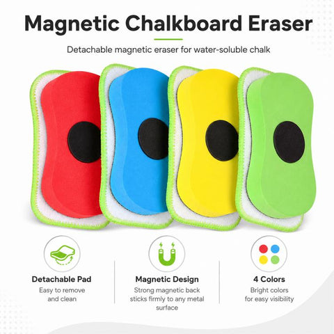 4 PCS/Pack Removable Water-Soluble Chalk Magnetic Eraser